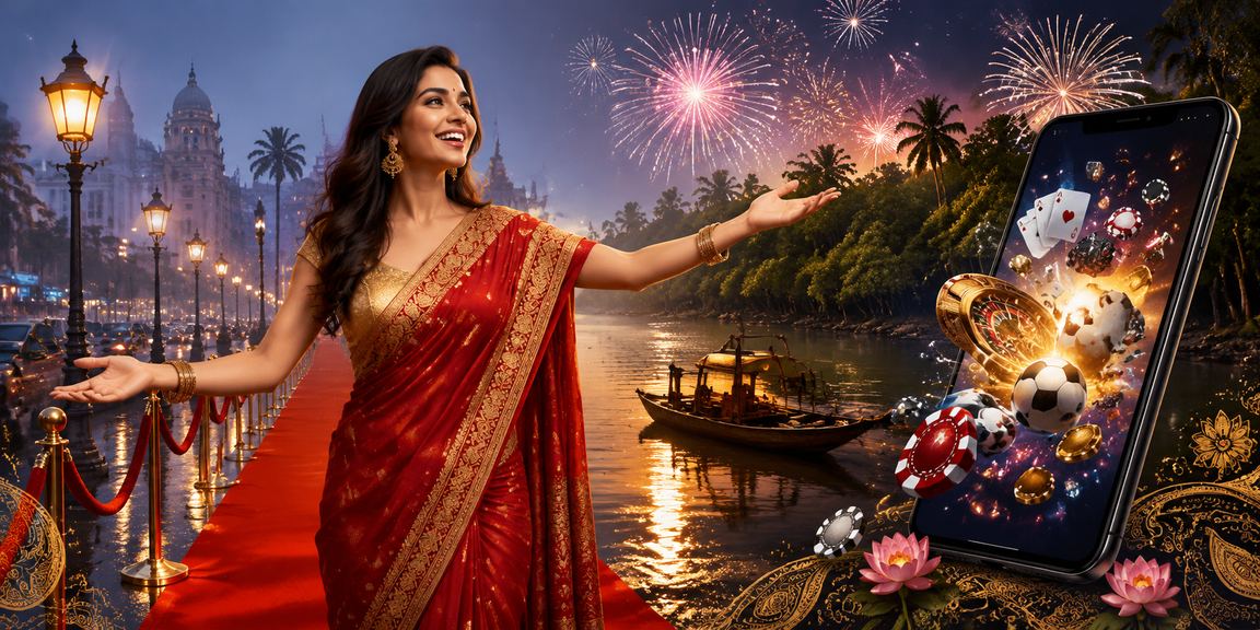 সুন্দরবনের পটভূমিতে মোবাইলে ক্যাসিনো গেম উপভোগ করছেন একজন ব্যবহারকারী